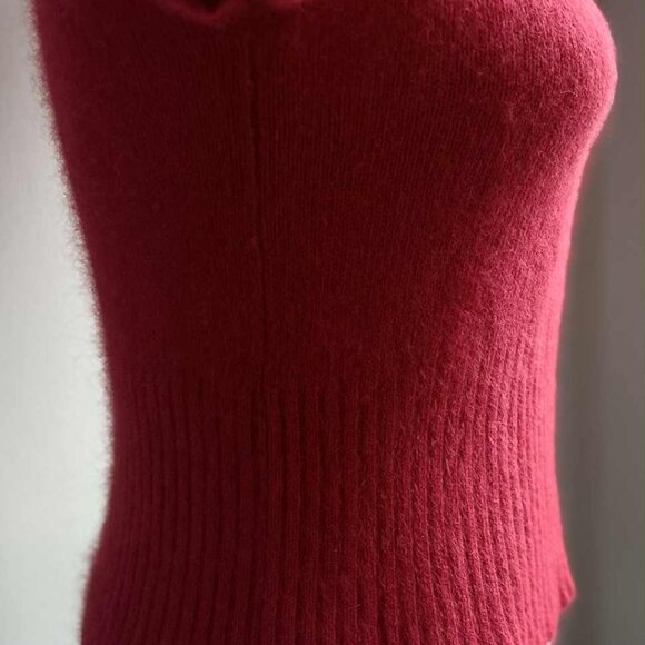 Vintage Limited Cerise Angora Knit Top with Short Sleeves & Ribbed Waist – US XS - Picture 6 of 13